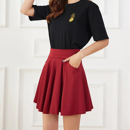 New Black Pocket Shorts Skirt Women&