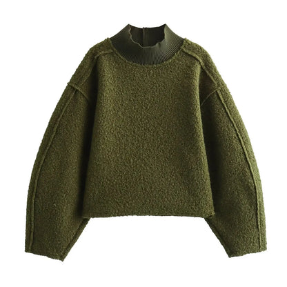 Foridol Turtleneck Fluffy Hoodie for Women Autumn Casual Loose Pullovers Female Basic Fashion Winter Women&