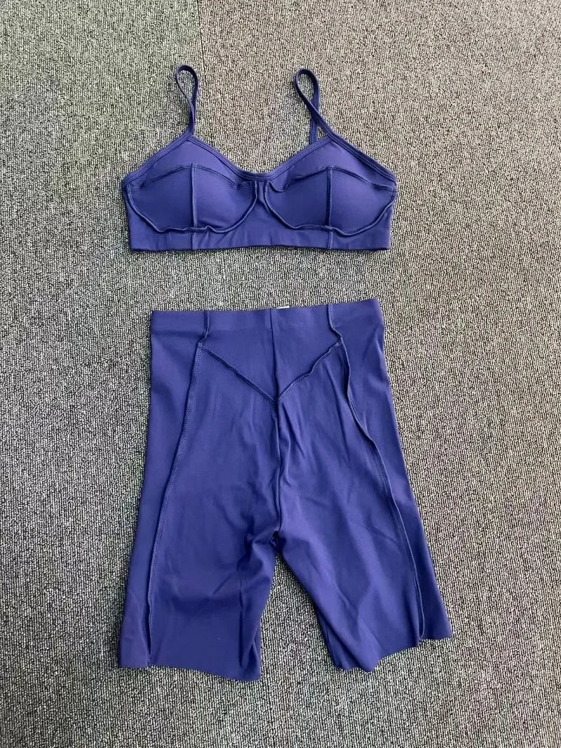 2-Piece Yoga Set – Open Back Sports Bra &amp; High Waist Shorts
