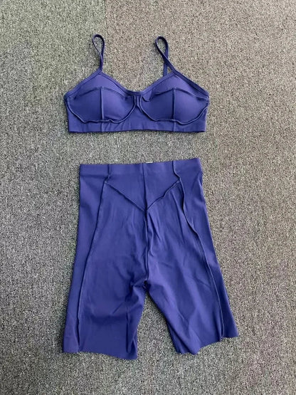 2-Piece Yoga Set – Open Back Sports Bra &amp; High Waist Shorts