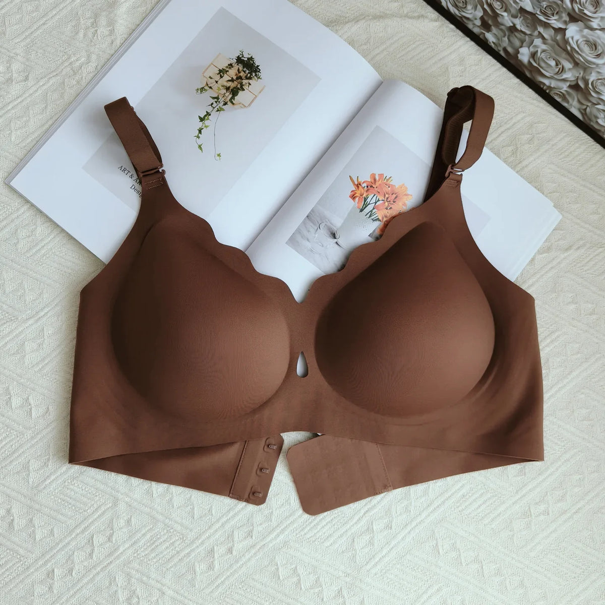Wireless Comfortable Bra Large Cup Seamless Anti-Sagging Back Smoothing Underwear Soft Women&