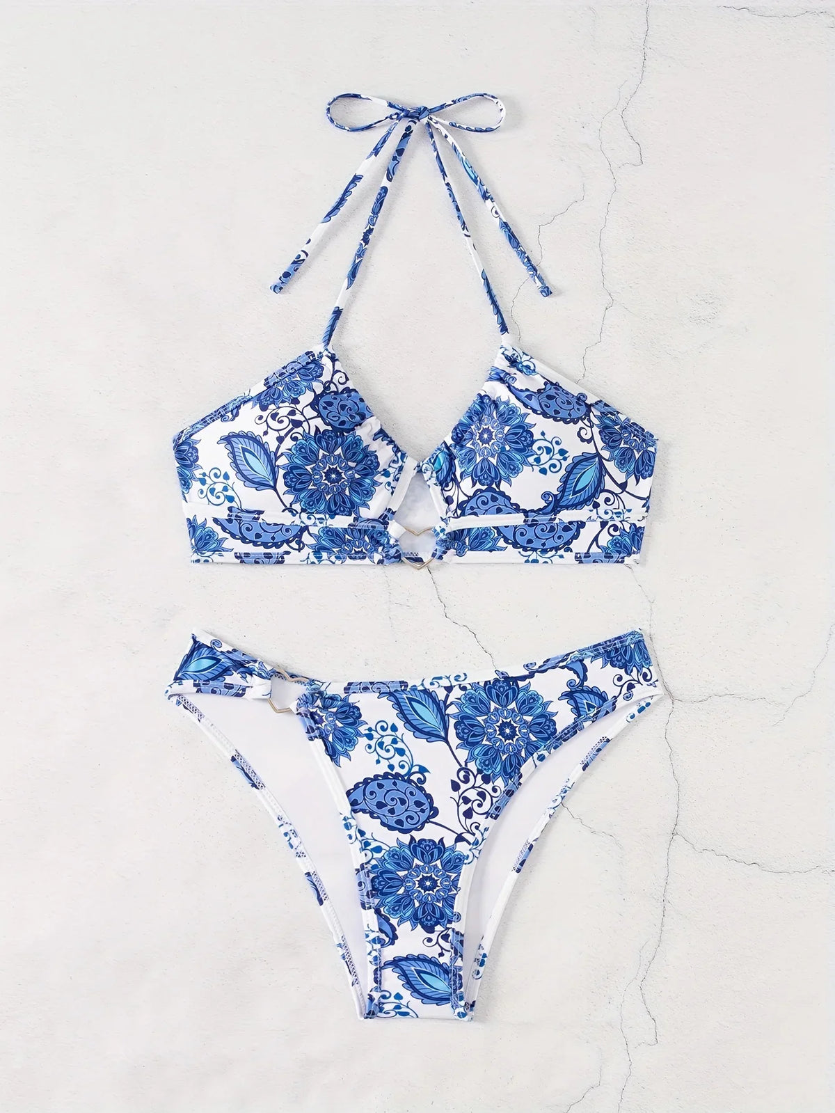 ZTVitality Sexy Print Bikini Set 2025 New Arrival Padded Bra Halter Bandage Swimsuit Women&