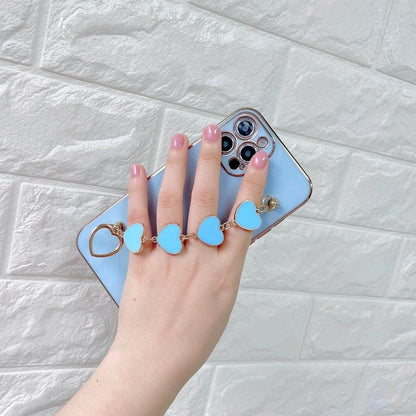 Luxury Women Silicone Phone Case Cover With Wrist Chain Bracelet for iPhone  Wristband Bracelet Hand Holder Cover for iPhone 13 12 11 Pro Max plating Case Heart Chain Cases for iPhone 7 8 Plus XR XS Max X