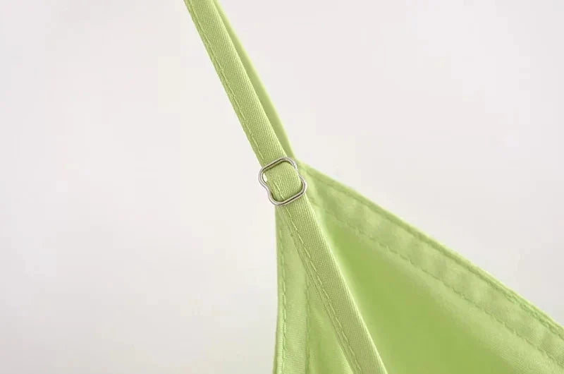 Foridol Elastic Smocking Green Cotton V Neck Summer Women&