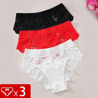 3pcs/pack Low Waist Floral Women&
