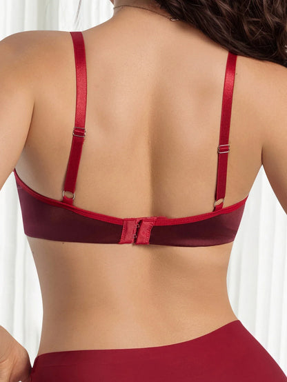 Red Lace Bra French Style Braissere Vintage Push Up Breathable women sexy Lingerie Ladies&