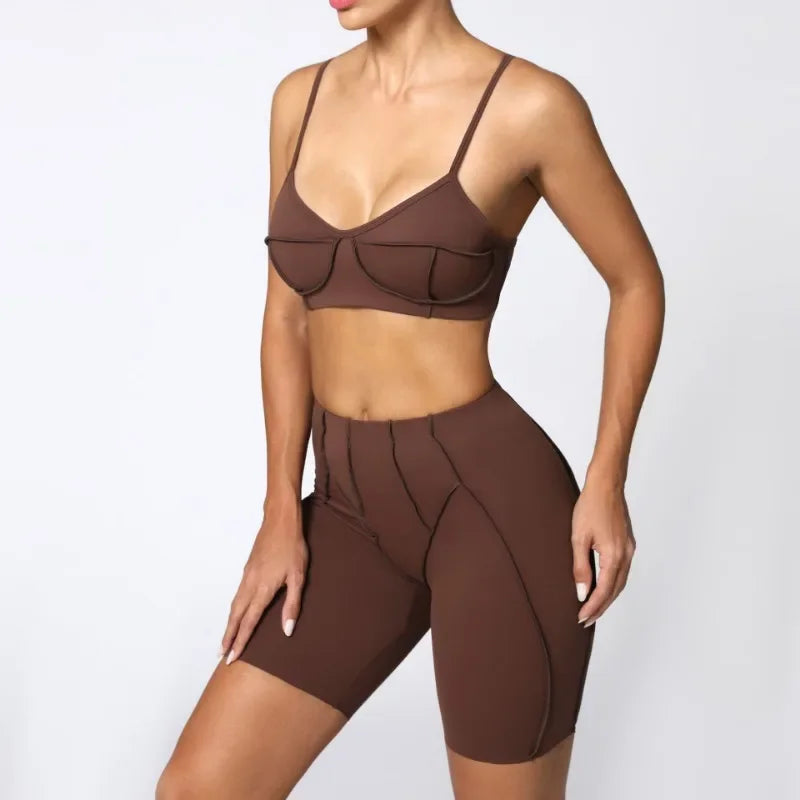 2-Piece Yoga Set – Open Back Sports Bra &amp; High Waist Shorts