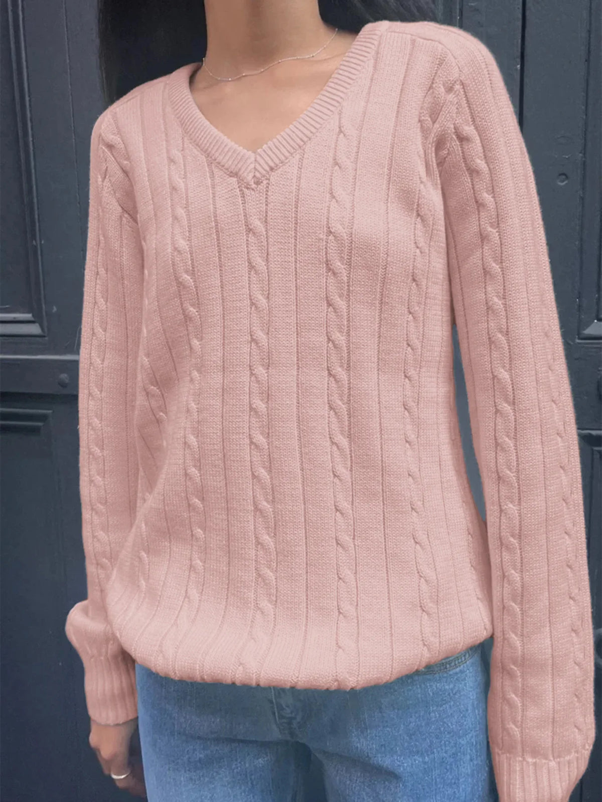 Phantasy Retro Solid Color Sweater Winter Women&