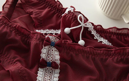 Lace Panties Women Underwear L-XL Low-Rise Briefs Sexy Underpants Lace Solid Color Panties Comfy Lingerie