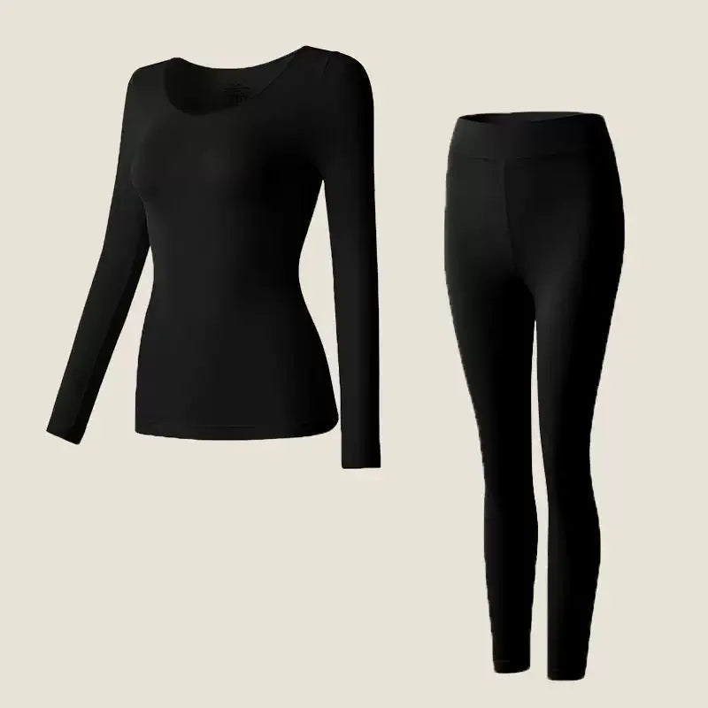 Spring &amp; Autumn Skin-Friendly Top Set Ultra-Thin Seamless Nude Feel High Stretch Long Sleeve Thermal Underwear Women&