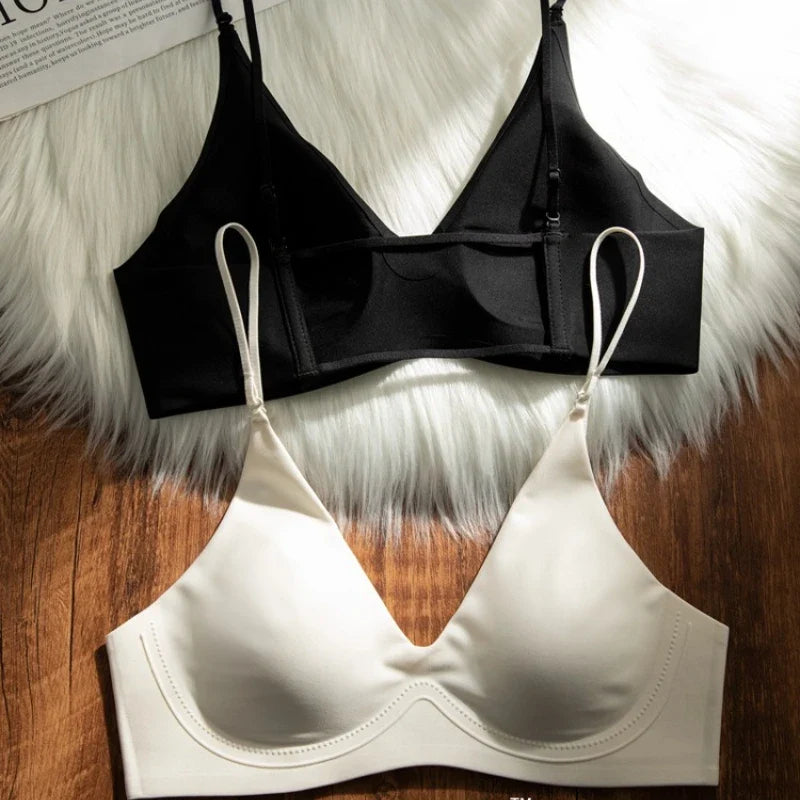 French Detachable Shoulder Strap Bra Women Seamless Underwear Summer Magic Invisible Bra Backless Halter Push Up Bras Lingerie
