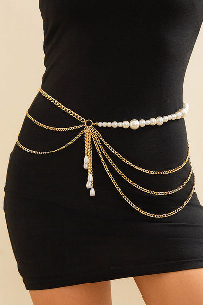 Hanging Pearl Draped Belly Chain
