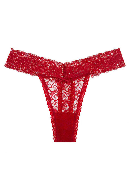 Plus Size Floral Lace Band Thong