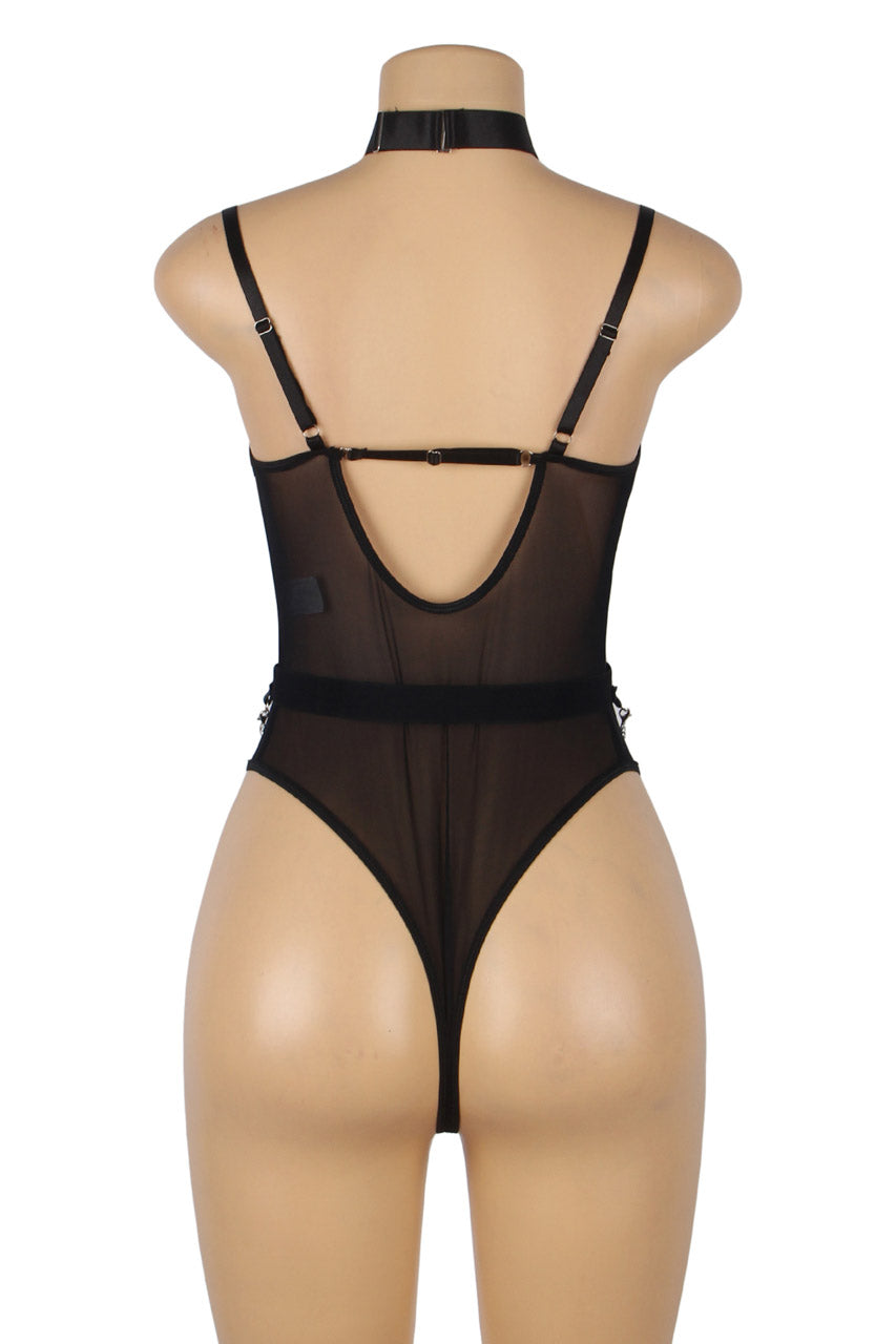 Black Harness Teddy with Chains