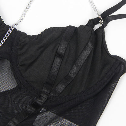 Black Harness Teddy with Chains