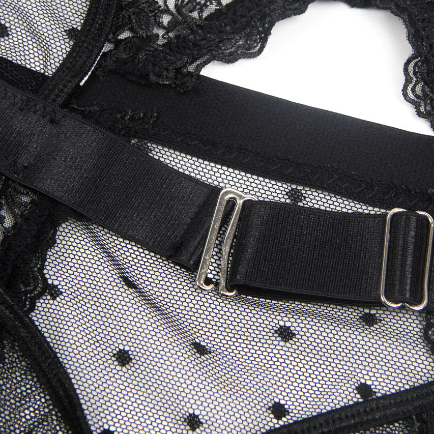 Embroidered Lace Hollow Cut Teddy Lingerie