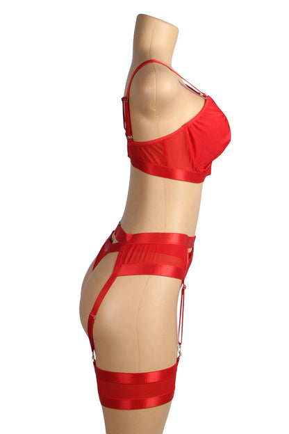 Bondage Bra and Garterbelt Set