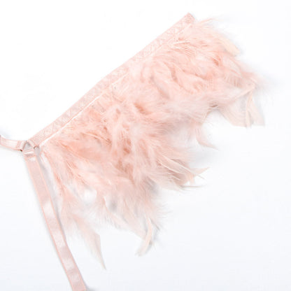 Feather Lace Chain Lingerie Bra Set