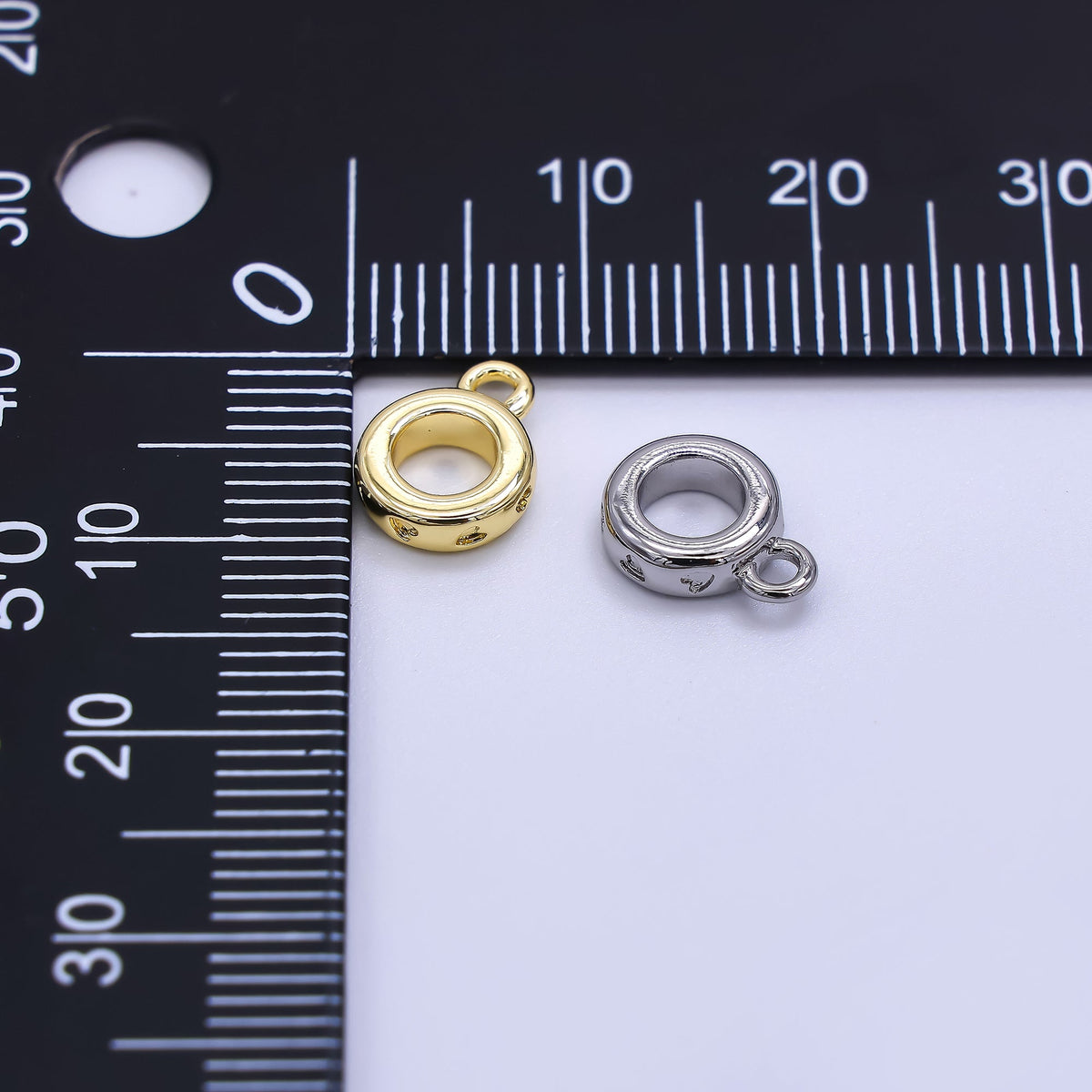 24K Gold Filled 10mm Heart Drop Rondelle Bail Slide Charm Holder Enhancer in Gold &amp; Silver | Z1296