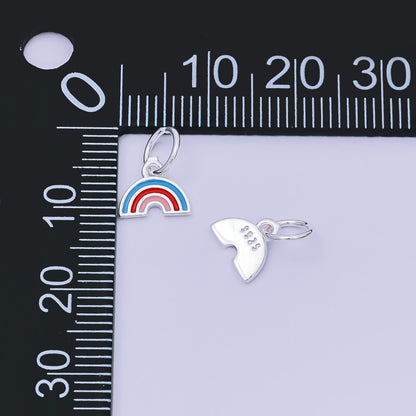 S925 Sterling Silver Multicolor Enamel Rainbow Mini Charm | SL-430