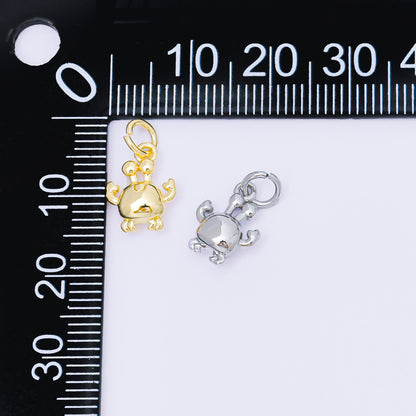 24K Gold Filled 11mm Sea Crab 3D Multidimensional Charm in Gold &amp; Silver | AF1256