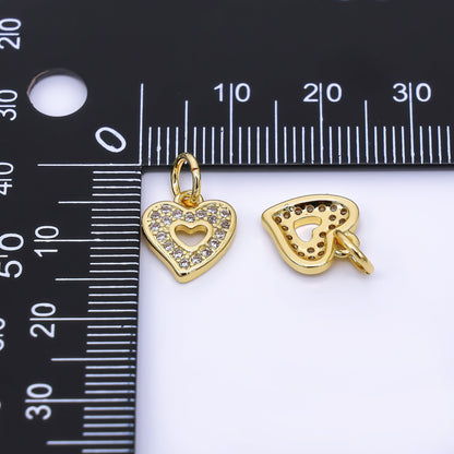 24K Gold Filled 11.5mm Micro Paved CZ Open Heart Mini Charm | AH560