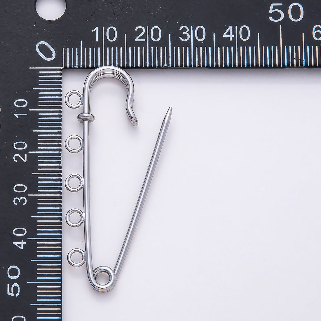 Rhodium Plated 11mm Minimalist Five Loops Safety Pin | Findings-00165