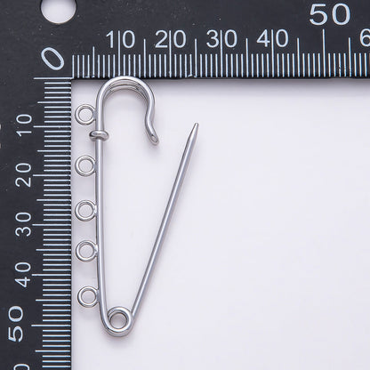 Rhodium Plated 11mm Minimalist Five Loops Safety Pin | Findings-00165