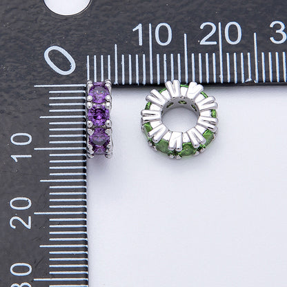 11mm Birthstone Micro Paved CZ Personalized Rondelle Spacer Set | Beads-00052 ~ Beads-00063