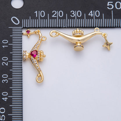 18K Gold Filled 12mm Micro Paved CZ Heart Genie Lamp 3D Multidimensional Charm | CHARMS-00151