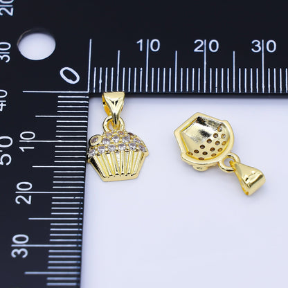 24K Gold Filled 13mm Micro Paved CZ Bake Cupcake Charm | AA1675