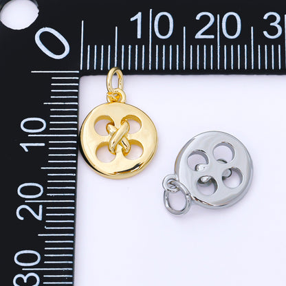 24K Gold Filled 11mm Clothes Buttons Round Charm in Gold &amp; Silver | AF1549