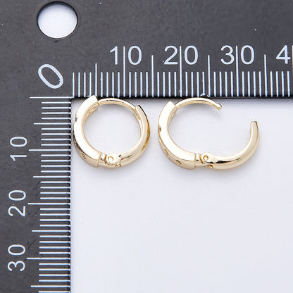 14K Gold Filled 13mm Clear CZ Dotted Cross Cartilage Huggie Earrings | Earrings-00179