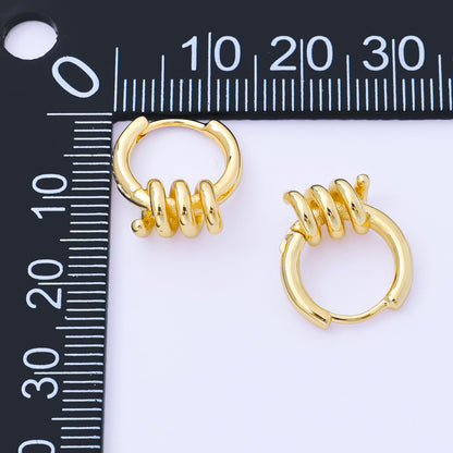 24K Gold Filled 15mm Twisted Spring Huggie Earrings in Gold &amp; Silver | AB1628 AB1629