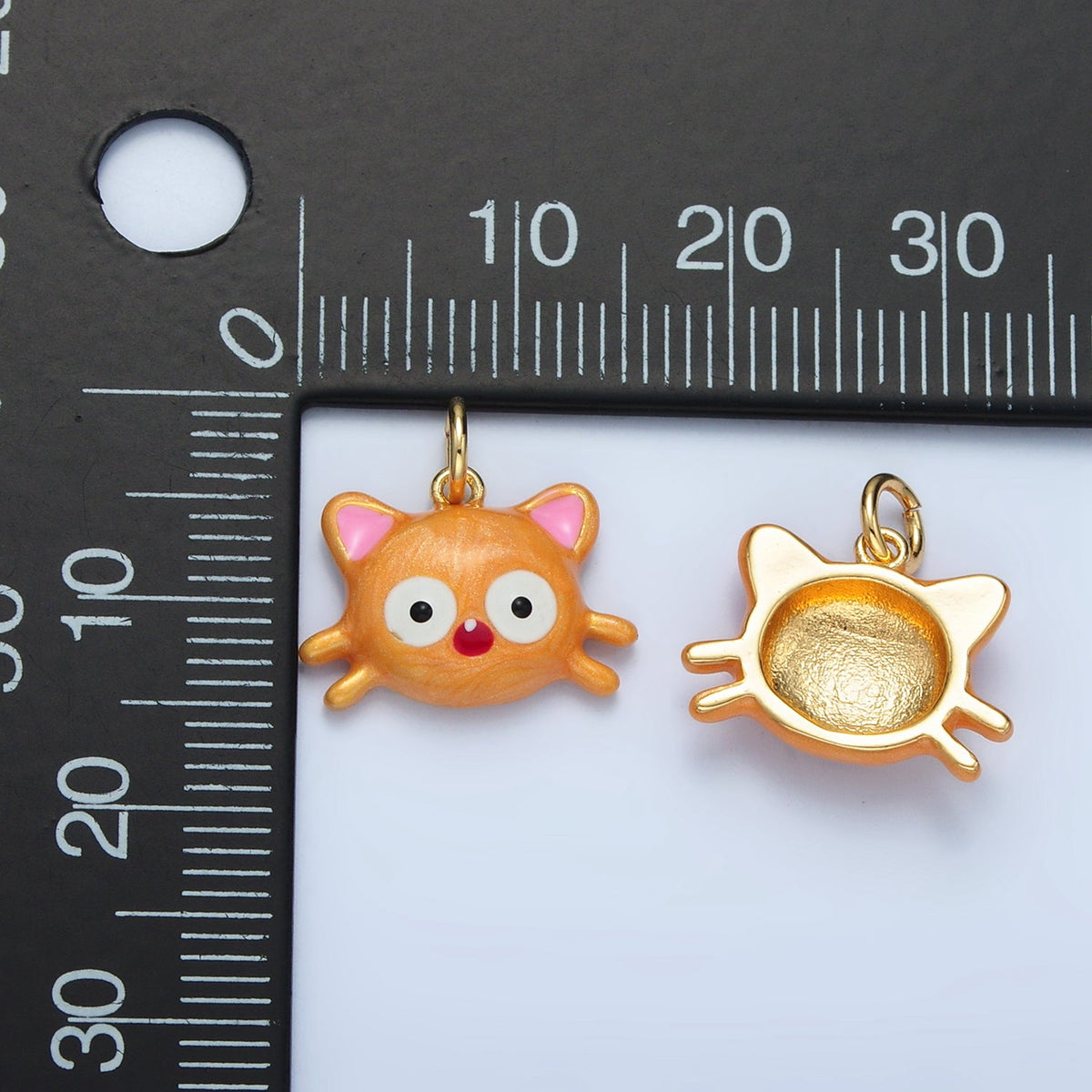 14K Gold Filled Orange Kitten Cat Enamel Pet Animal Mini Charm | AC179