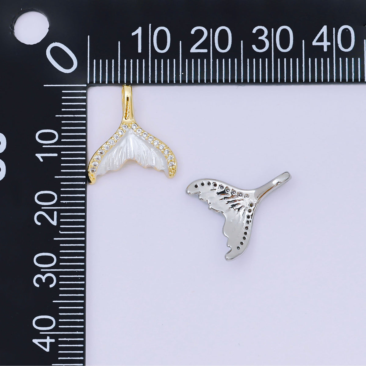 24K Gold Filled 16mm Micro Paved CZ Shell Pearl Mermaid Tail Fish Pendant in Gold &amp; Silver | AA1575