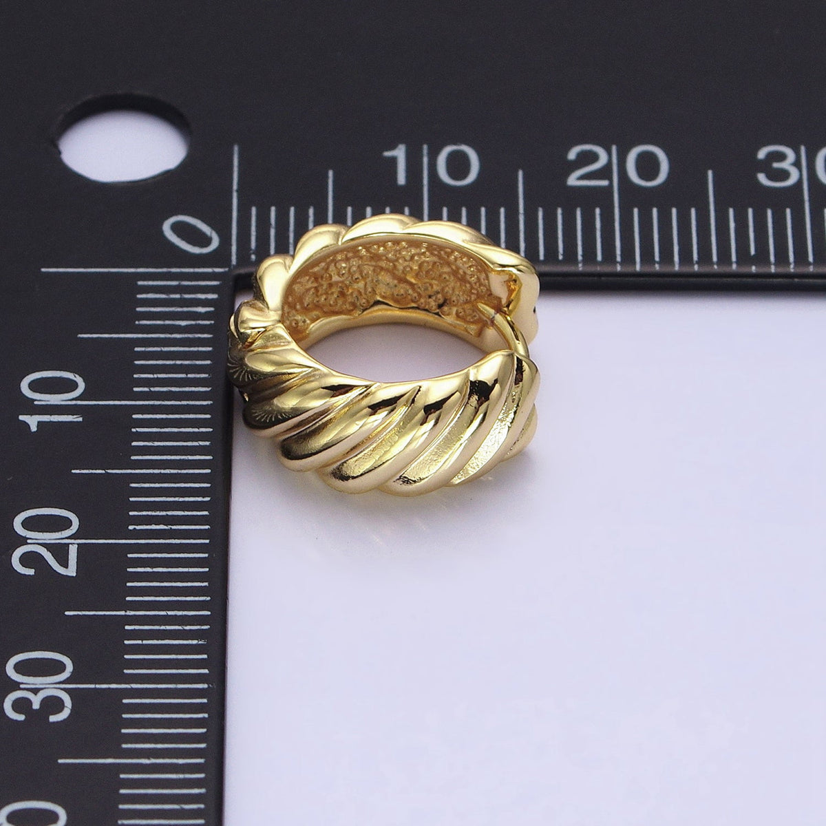 16K Gold Filled Wide Flat Lined Croissant 16mm Huggie Hoop Earrings in Gold &amp; Silver | AB-1478 AB-1479
