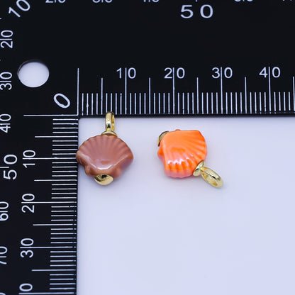 24K Gold Filled 12mm Handmade Ceramic Clam Seashell Charm | AF1577 - 1582