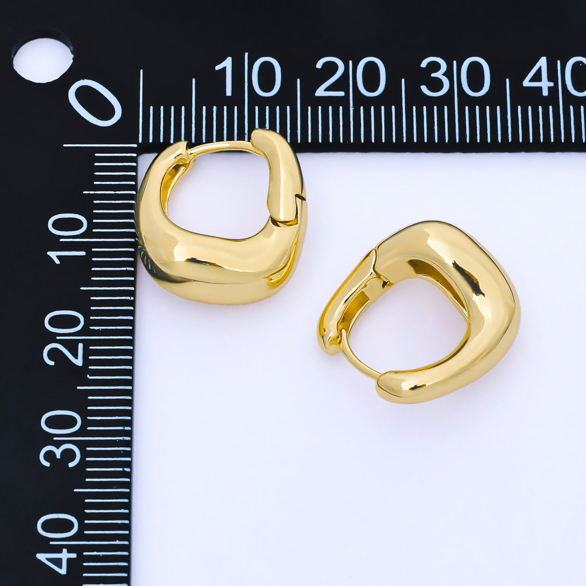 24K Gold Filled Molten Gold Modern Bold Hinged Huggie Hoops Earrings | AJ-063