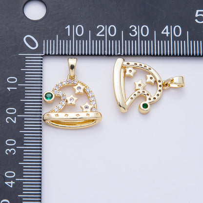 18K Gold Filled 17.5mm Green, Micro Paved CZ Starry Santa&