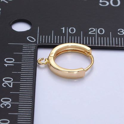 16K Gold Filled 15.5mm Huggie Open Loop Earrings Supply in Silver &amp; Gold | Z-335