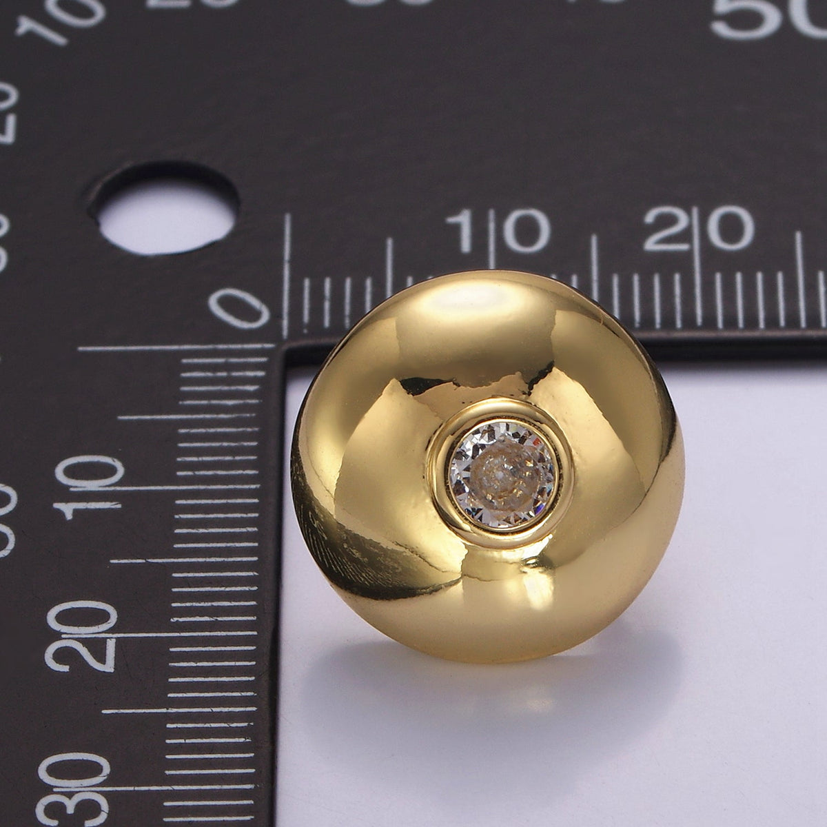 14K Gold Filled CZ Round Dome Stud Earrings | P509