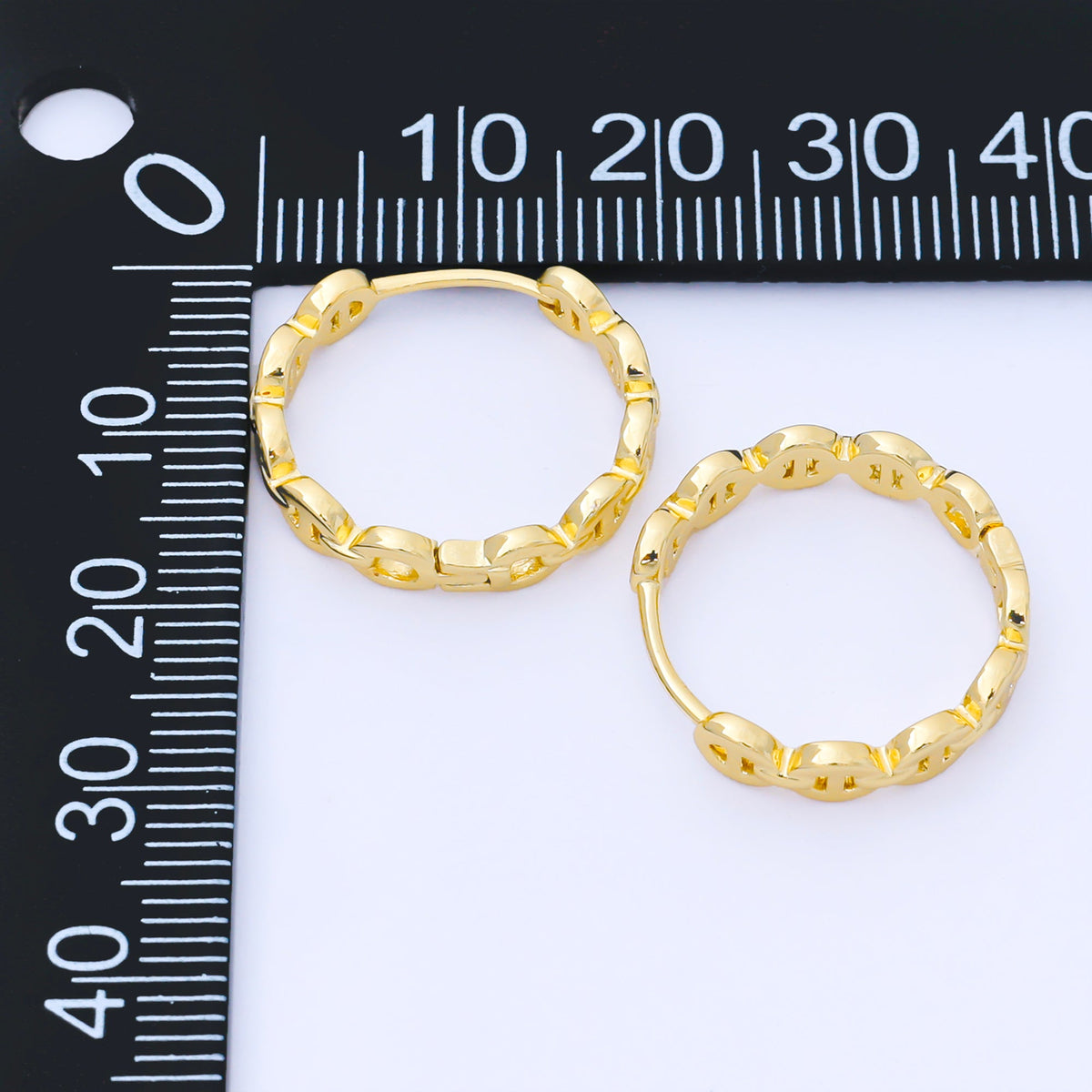 24K Gold Filled 20mm Mariner Chain Link Hoops Earrings in Gold &amp; Silver | AB1613 AB1614