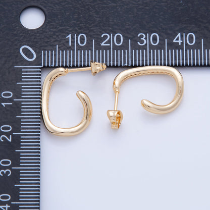 18K Gold Filled 20mm Micro Paved CZ Twist Abstract C-Shaped Hoop Earrings | AI380