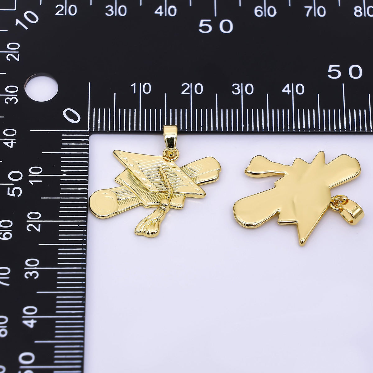 24K Gold Filled 20mm Grad Graduation Diploma Minimalist Pendant | AA01561