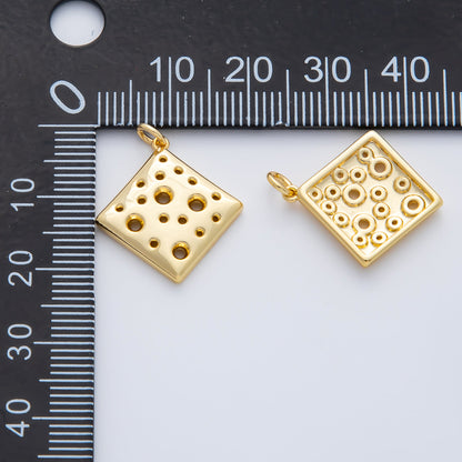 18K Gold Filled 20mm Dotted Slice of Cheese Rhombus Charm | AF1414