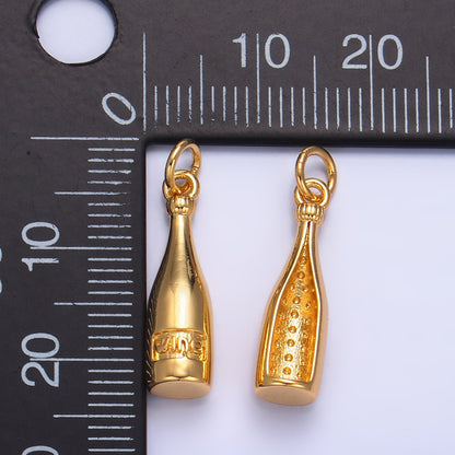 24K Gold Filled "Wine" Bottle Alcoholic Drink Mini Charm | X863