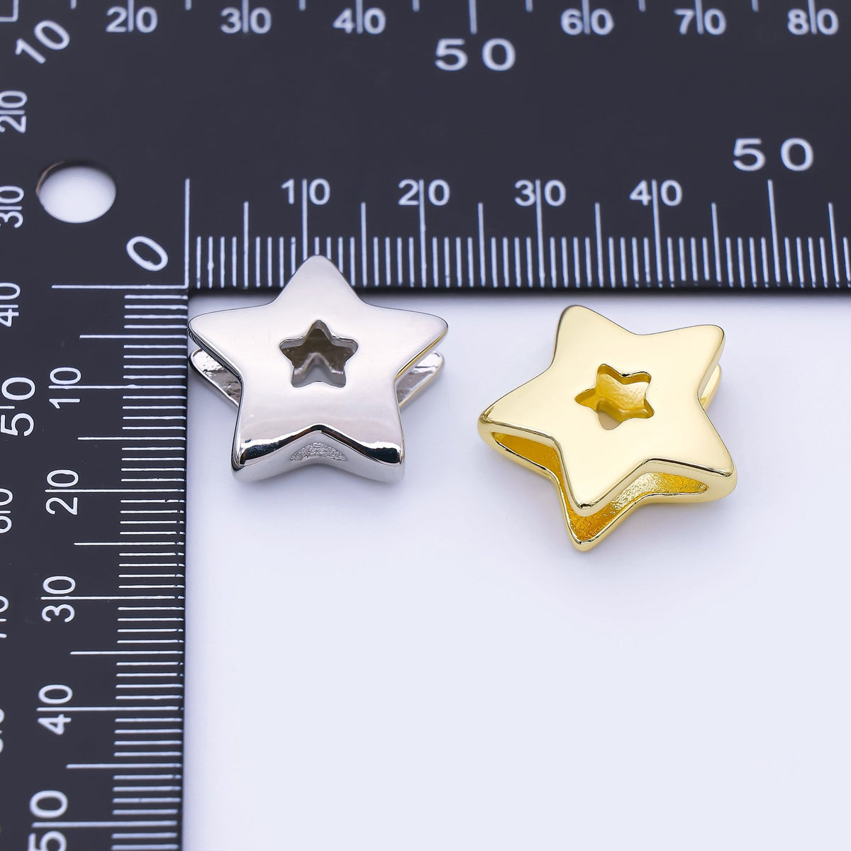 24K Gold Filled 21mm Minimalist Open Celestial Star Bead in Gold &amp; Silver | B854