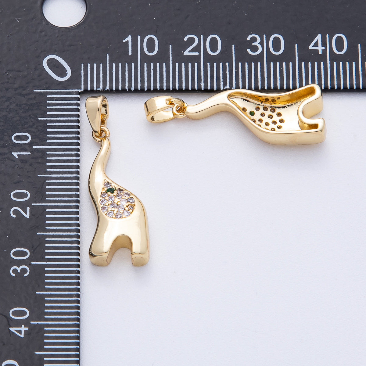 18K Gold Filled 24mm Elephant Micro Paved CZ Geometric Pendant | AF1214