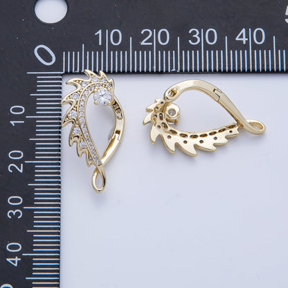 14K Gold Filled 25mm Micro Paved CZ Curved Spiked Hoop Earrings Set | Earrings-00102